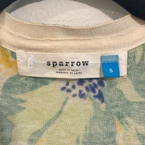 Sparrow Anthropologie Women’s Cardigan Small Colorful Floral 100% Cotton Coastal - Picture 7 of 12